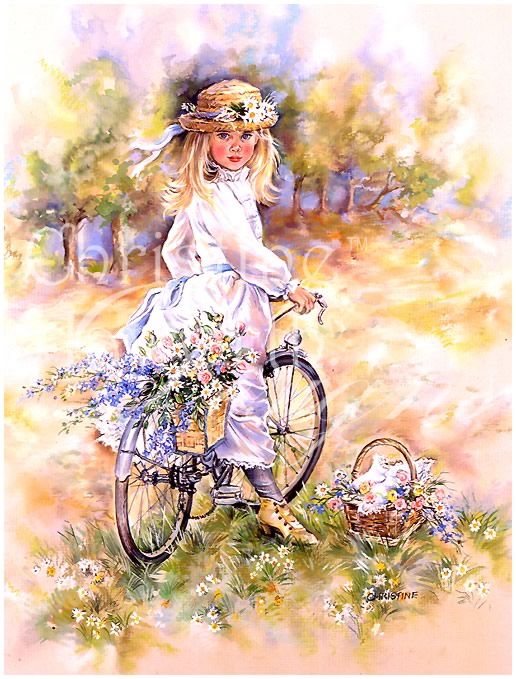 Paintbox Poppets : Bicycle Ride &copy; Copyright Christine Haworth Designs