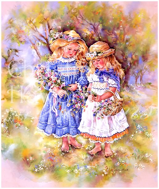 Paintbox Poppets : Flower Gatherers &copy; Copyright Christine Haworth Designs