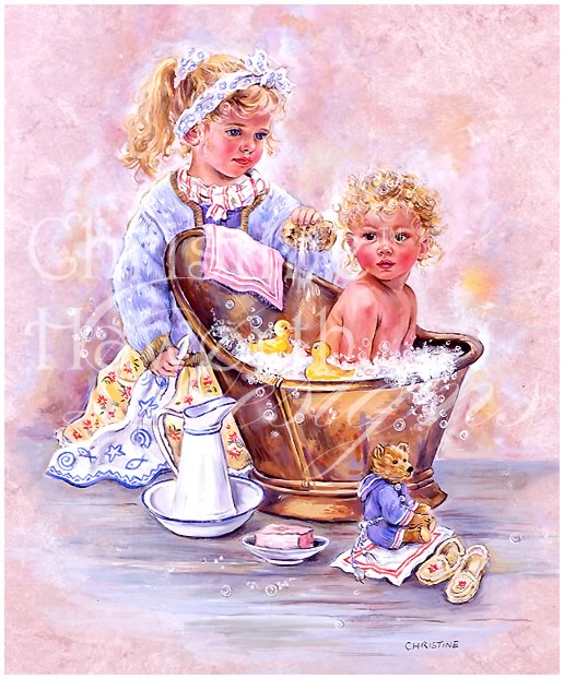 Paintbox Poppets : Playing Mother &copy; Copyright Christine Haworth Designs