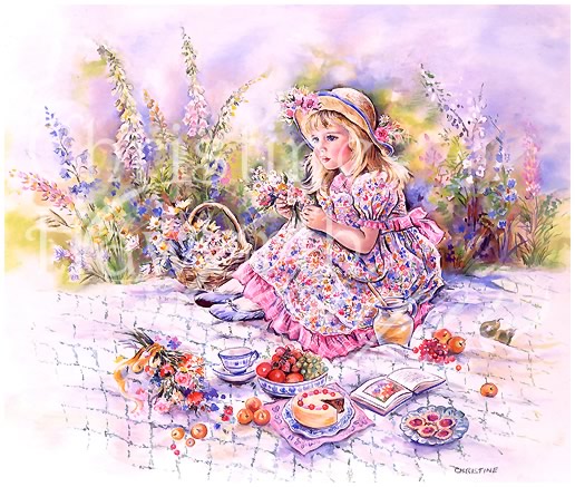 Paintbox Poppets : Posy's Picnic &copy; Copyright Christine Haworth Designs