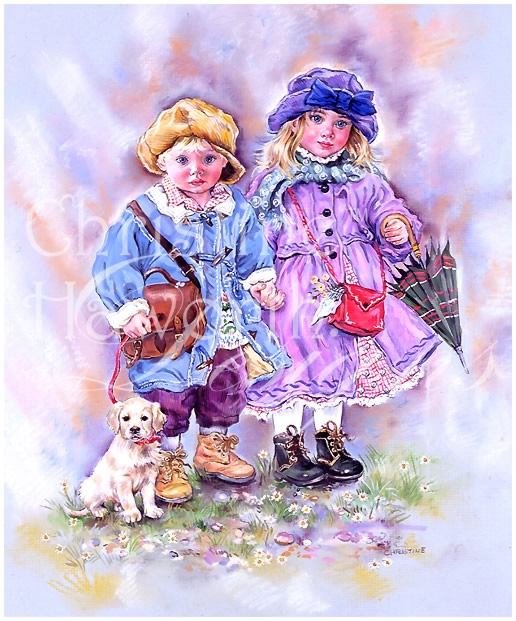 Paintbox Poppets : A Sunday Walk &copy; Copyright Christine Haworth Designs