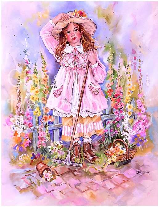 Paintbox Poppets : In A Cottage Garden &copy; Copyright Christine Haworth Designs