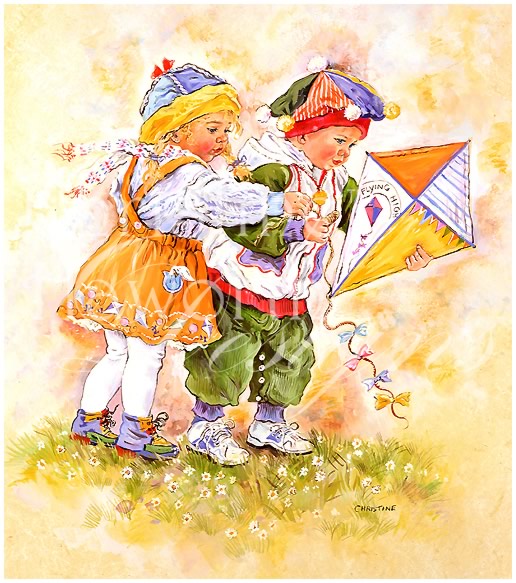 Paintbox Poppets : Windy Day &copy; Copyright Christine Haworth Designs